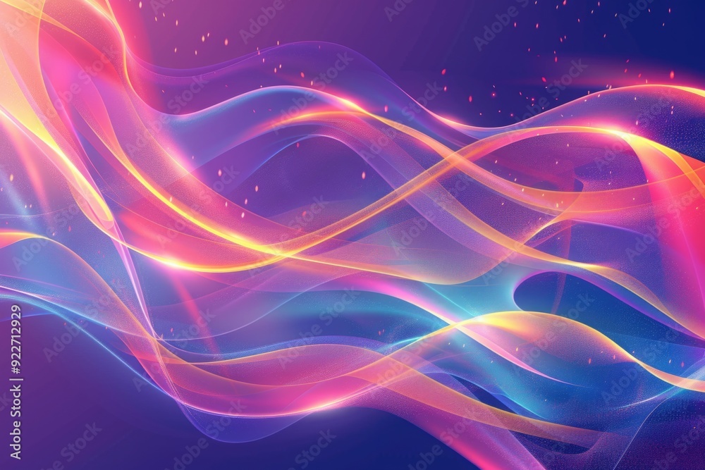 Poster A vibrant and dynamic abstract background featuring undulating waves and lights
