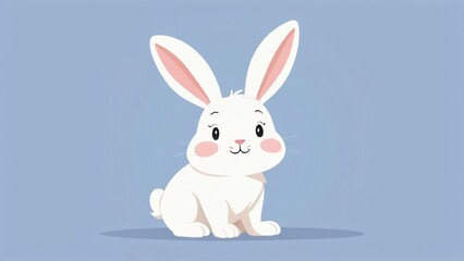 Obraz premium simple flat of cute rabbit easter illustration