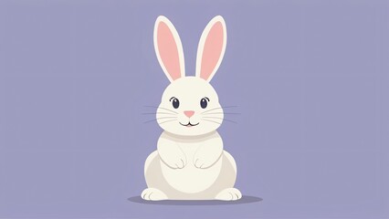 Obraz premium simple flat of cute rabbit easter illustration