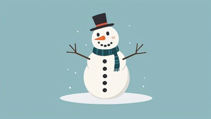simple flat of cute snowman at christmas illustration