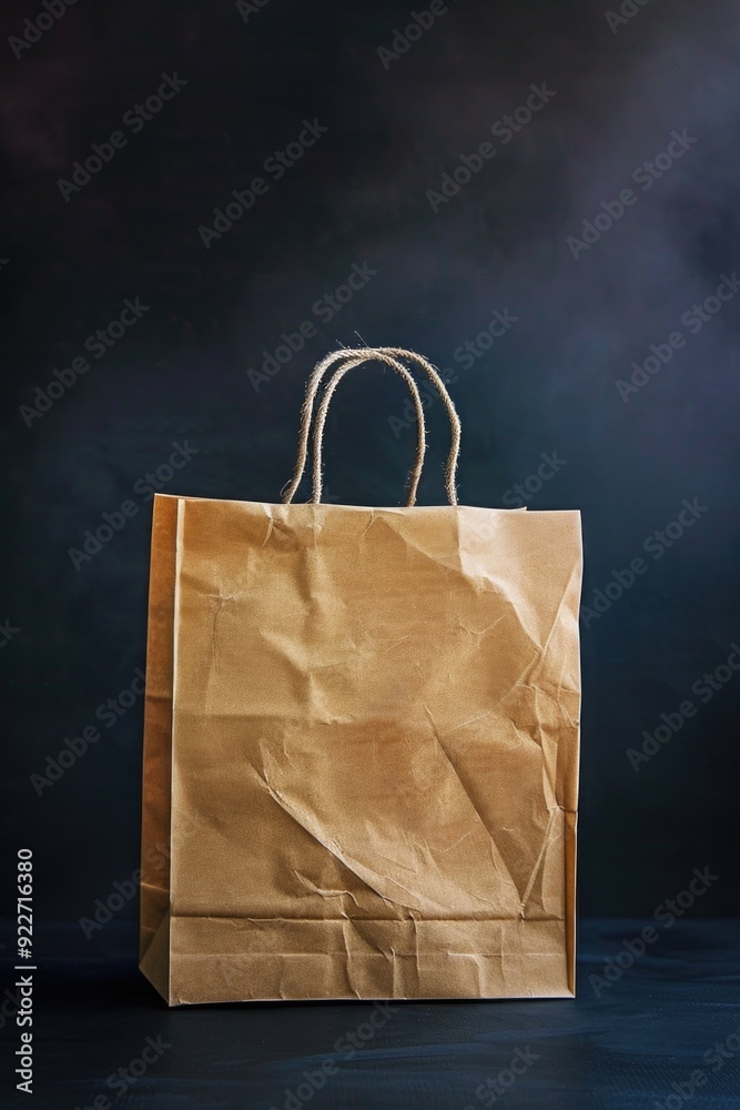Poster a simple brown paper bag sits on a table, ready for use