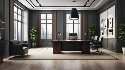 Fototapeta premium interior of a office with wooden working table