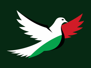 Colombe avec la couleur du drapeau de la Palestine