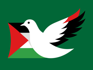 Colombe avec la couleur du drapeau de la Palestine
