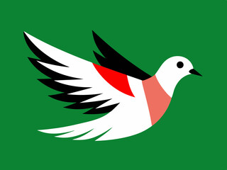 Colombe avec la couleur du drapeau de la Palestine