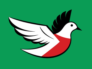 Colombe avec la couleur du drapeau de la Palestine