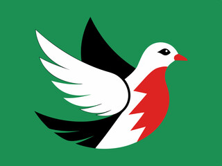 Colombe avec la couleur du drapeau de la Palestine