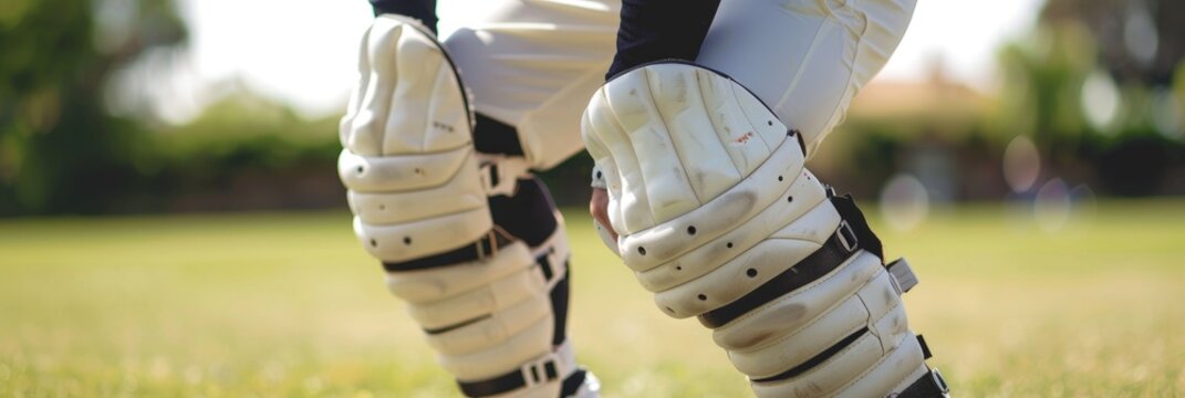 Imagery of cricket thigh pads without branding. - Powered by Adobe