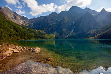 Amazing Morskie oko lake with reflections in Tatra mountains, Poland © Alexandra Lande