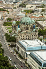 A view from the Berlin TV Tower overlooking the Berlin Cathedral. An impressive architectural landmark.