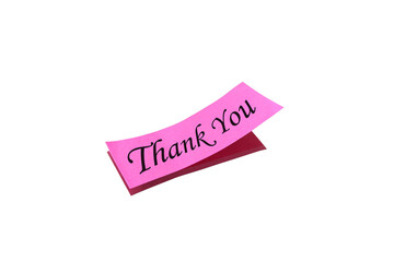 Thank you message on curled paper on white background