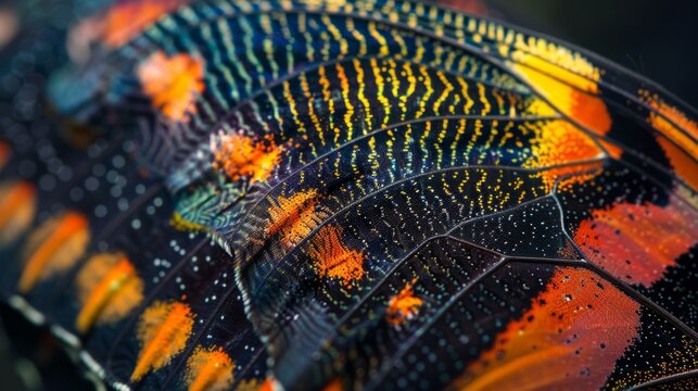 Close-up of a butterfly wing in macrophotography