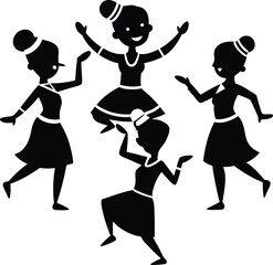 Obraz premium Middle Eastern Dance Outline Silhouette Graphics Collection