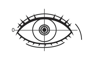 A simple illustration of an eye in monochrome tones