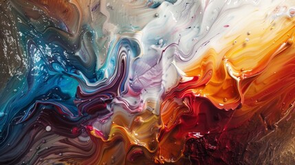 Abstract painting with fluid brushstrokes and layered textures, offering a rich and engaging visual experience