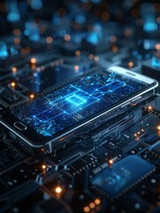 Obraz premium AI. Circuit board. Technology background. Central Computer Processors CPU concept. Motherboard digital chip. Tech science background. Integrated communication processor