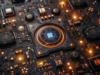 Fototapeta premium AI. Circuit board. Technology background. Central Computer Processors CPU concept. Motherboard digital chip. Tech science background. Integrated communication processor