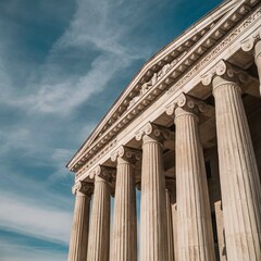 Obraz premium Architectural Structure of Law Buildings: A Closeup Look, Exploring the Intricate Architectural Details of Law Buildings, A Closeup View of the Architectural Structure of Law Buildings, 