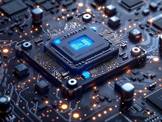 Fototapeta premium AI. Circuit board. Technology background. Central Computer Processors CPU concept. Motherboard digital chip. Tech science background. Integrated communication processor