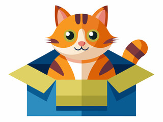 Cat in a box color art vector