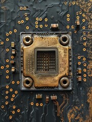 Fototapeta premium AI. Circuit board. Technology background. Central Computer Processors CPU concept. Motherboard digital chip. Tech science background. Integrated communication processor