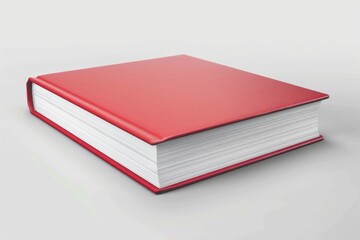 A single red book sits on a clean white table, ideal for use in editorial or commercial contexts