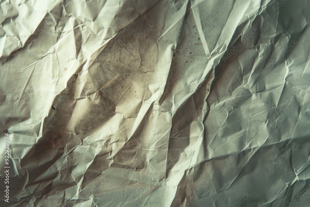 Poster a close-up view of crumpled paper with wrinkles and creases