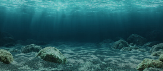 Front view photo of the seabed, half out of the water,