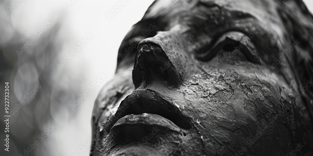 Aufkleber Close-up shot of a statue depicting a man's facial features, ideal for use in editorial or commercial contexts where a portrait is needed