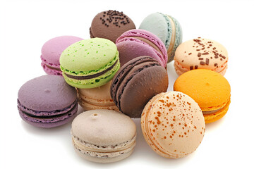 Fototapeta premium Assortment of Colorful Macarons on White Background