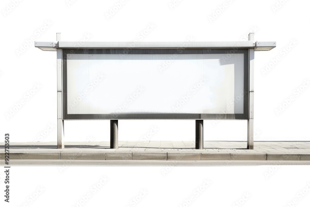 Poster A bus stop with an empty billboard for advertisement