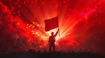 Hand holding red and white flag of Indonesia