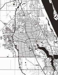 Minimalist white map of Port St. Lucie, Florida – A modern map print highlighting infrastructure of the city, useful for tourism purposes
