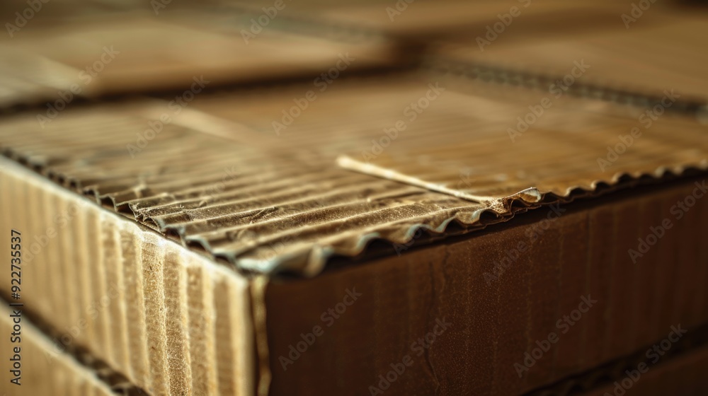 Aufkleber a close-up shot of a cardboard box on a table, showing the texture and details
