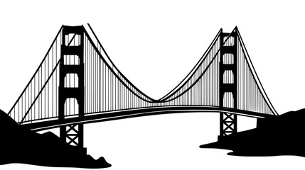 Fototapeta premium Depiction of the Golden Gate Bridge with its two towers, suspension cables, and roadway, vector illustration art