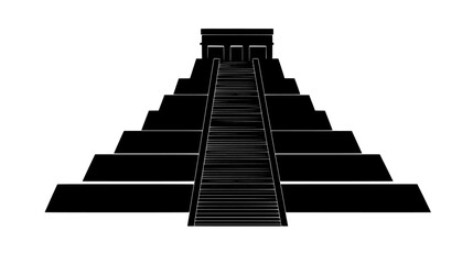 Ancient temple with stepped pyramid design and wide staircases leading to a platform, vector illustration art