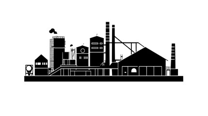 Obraz premium Expansive industrial complex with conveyor belts between manufacturing units, vector illustration art