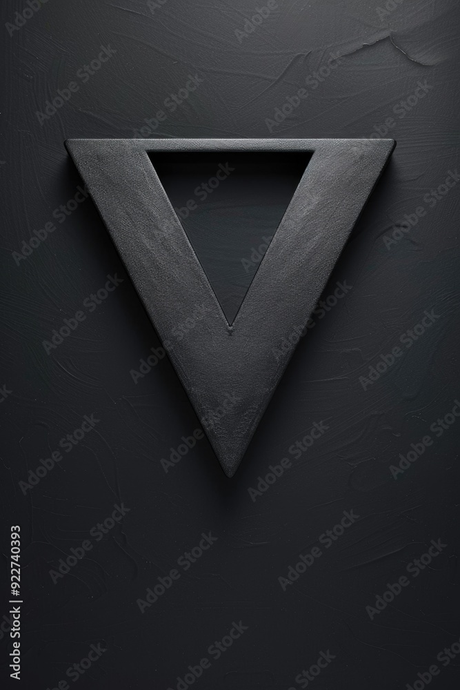 Poster A simple black wall with a triangle shape painted or marked on it