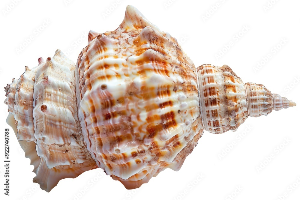 Poster a close-up of a sea shell on a white background