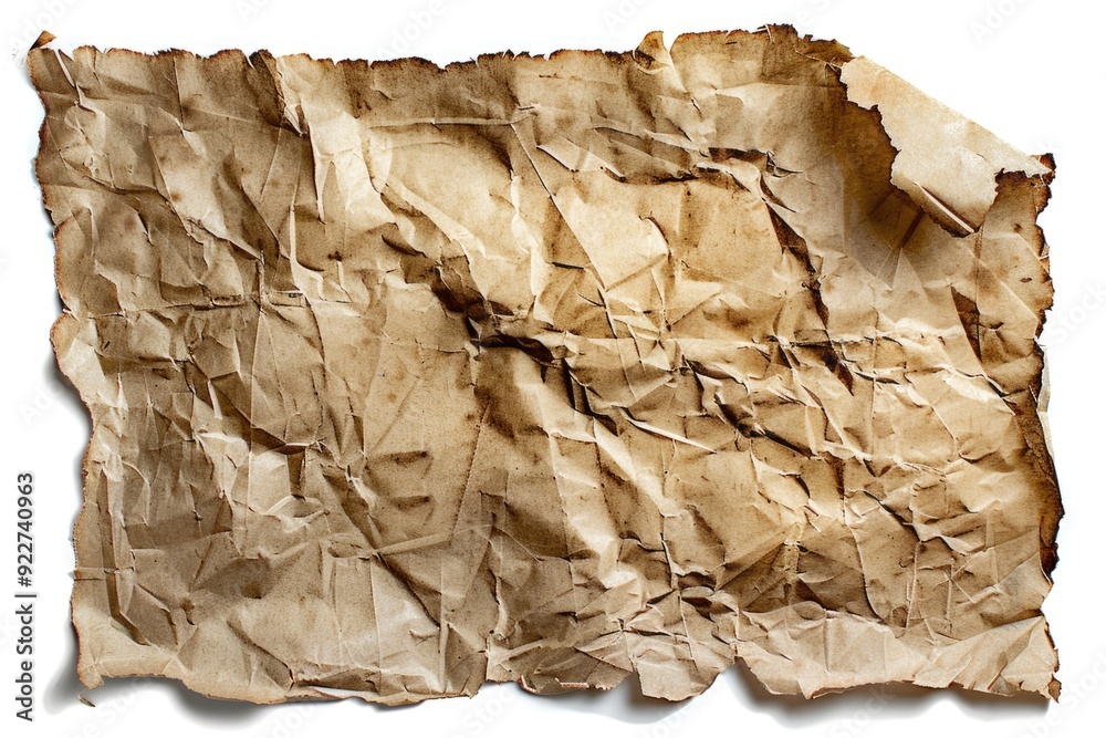 Poster a simple sheet of brown paper lying on a clean white surface