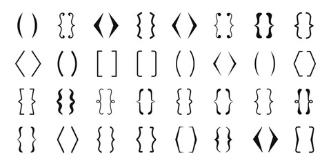 Bracket icons collection. Text brackets symbol. Vector