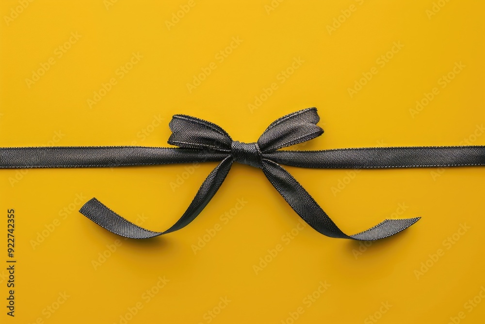 Poster a simple design featuring a black ribbon on a bright yellow background