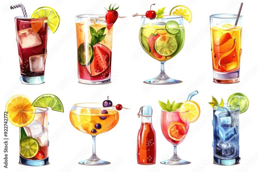 Poster cocktail varieties displayed on a surface