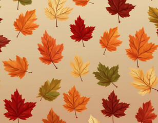 Obraz premium Minimalist Falling Leaves Pattern Autumn Hues on Neutral Background Design