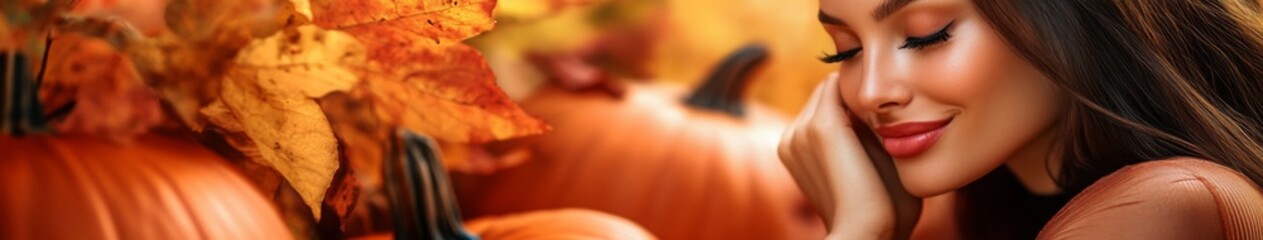 Seductive Elegance Amidst Autumn Leaves and Pumpkins: A Creative Thanksgiving Themed Fashion Editorial.