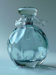 Perfume Bottle.Trending concept natural cosmetic with eucalyptus leaves shadow. Beauty concept for face,