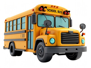 3d yellow school bus isolated on white background