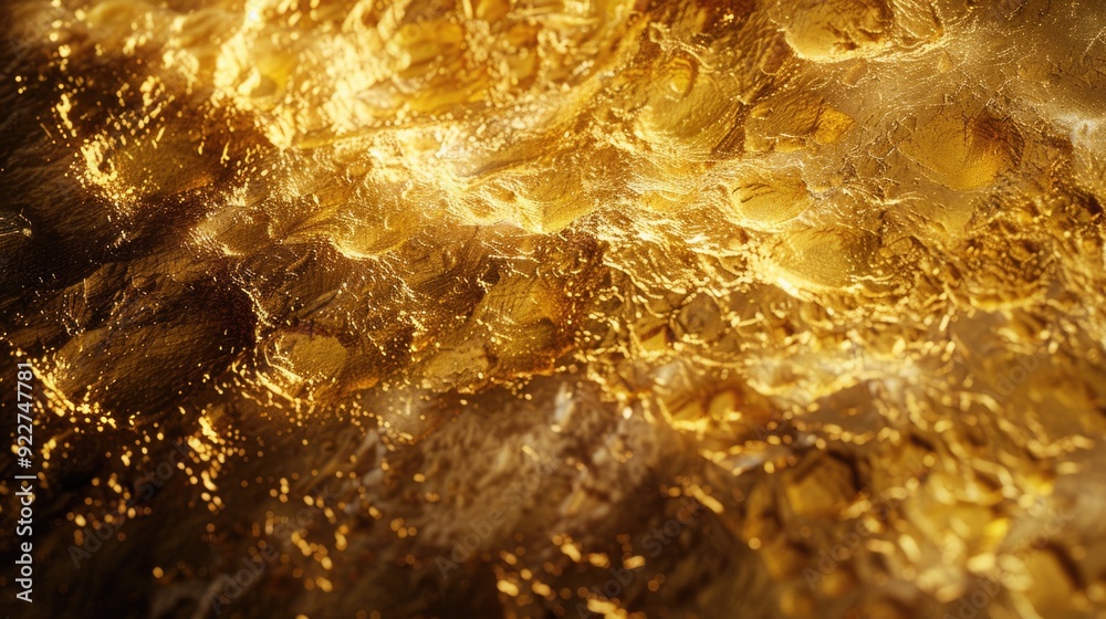 Poster close-up shot of a golden texture with intricate details