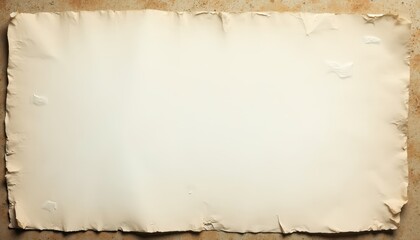 Vintage blank parchment with aged, torn edges on a rustic stone background.