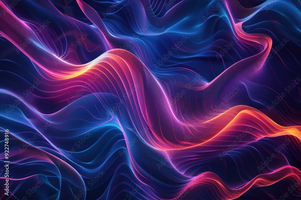 Poster A vibrant and dynamic background featuring wavy patterns and linear details
